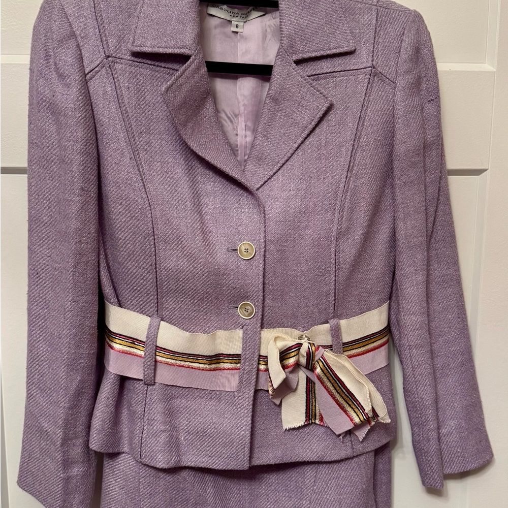 Carolina Herrera Lavender Blazer with Striped Belt